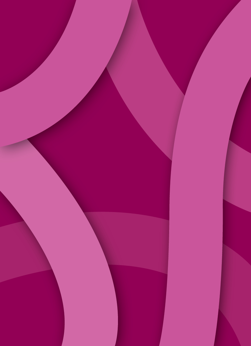 Abstract pattern of wide, curved ribbons in shades of pink and magenta layered over a deep magenta background, with shadows creating a sense of depth and overlap.